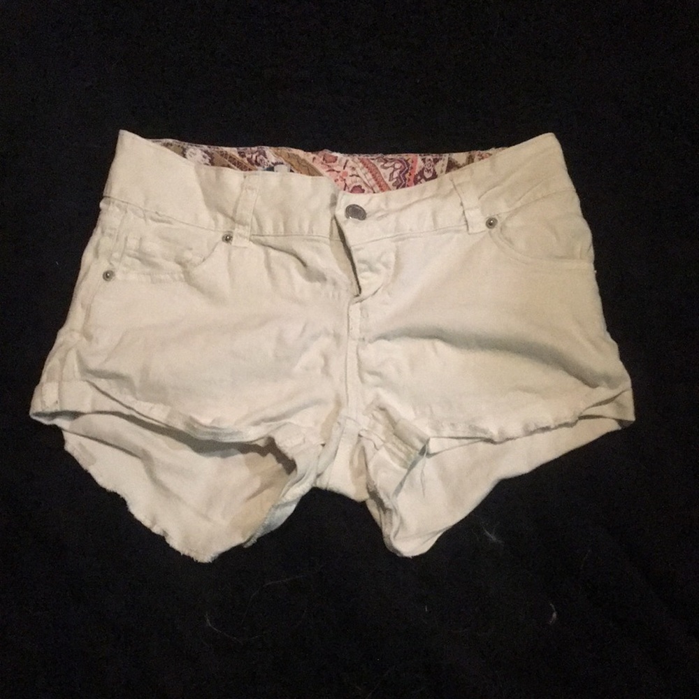 Low rise white jean shorts